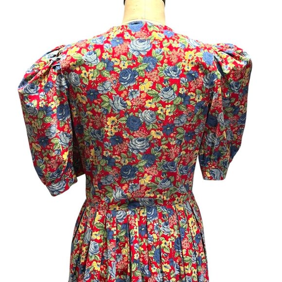 Vintage 90s dress floral print prairie, romantic cottagecore, granny 100% cotton - Picture 11 of 15